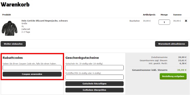 Hein Gericke Gutschein einlösen