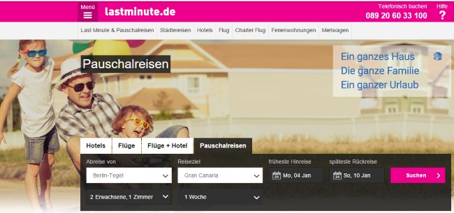 Lastminute.de Onlineshop