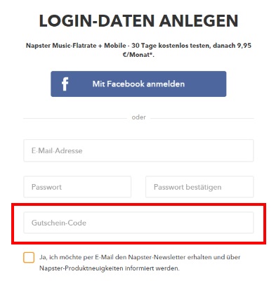 Napster Gutschein einlösen