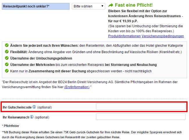 Reisen.de Gutschein einlösen