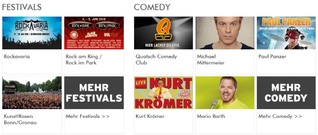 Ticketmaster Festivals und Comedy