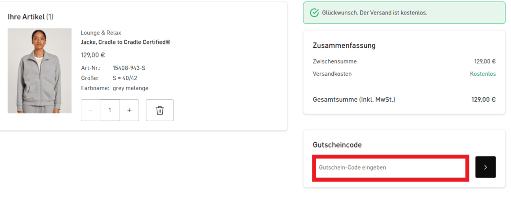 Gutscheincode Calida eingeben