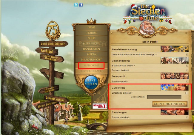 Die Siedler Online Gutscheine einlösen