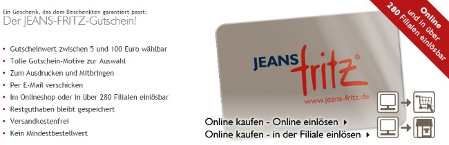 Jeans Fritz Geschenkgutscheine