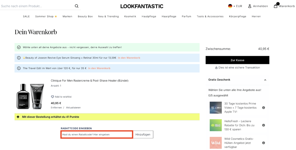 Lookfantastic Rabattcode eingeben
