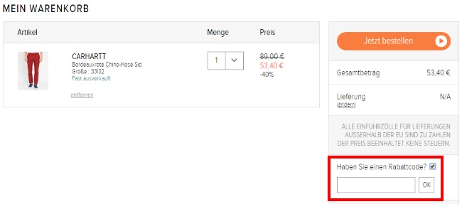 Menlook Gutschein einlösen