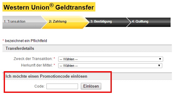 Western Union Gutschein einlösen