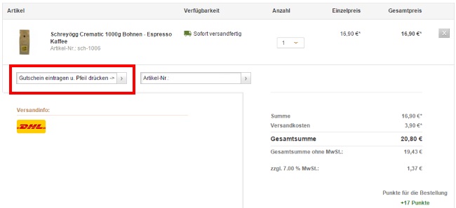 Allvendo Gutschein einlösen