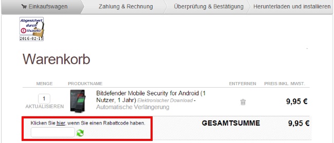 Bitdefender Gutschein einlösen