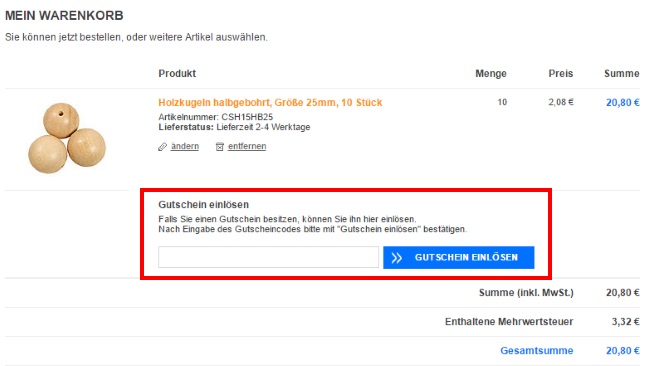 Creativ-Discount Gutschein einlösen