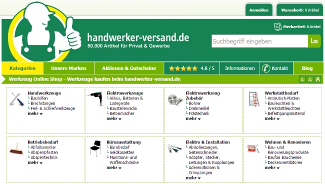 Handwerker-Versand Onlineshop