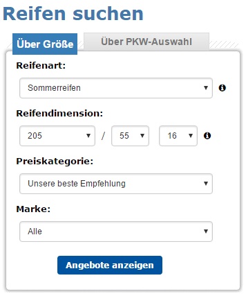 ReifenDirekt.ch Reifensuche