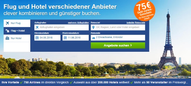 Reisegeier Kombibuchung Flug und Hotel