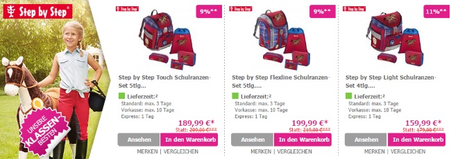 Schulranzen Onlineshop Sortiment