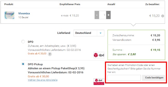 farmaline Gutschein einlösen