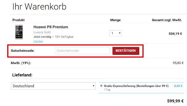 vMall Gutschein einlösen