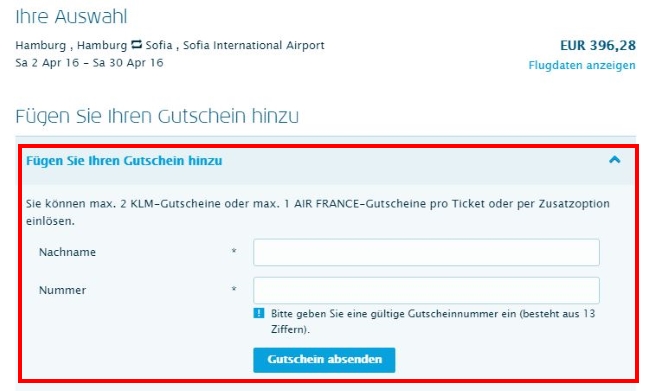 KLM Gutschein einlösen