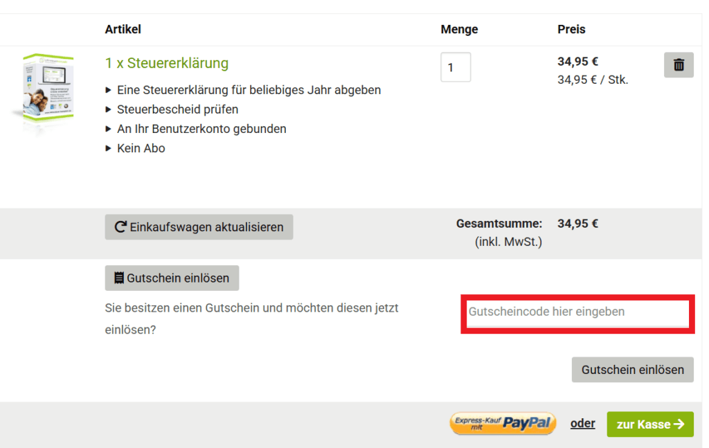 Lohnsteuer Kompakt Gutscheincode eingeben