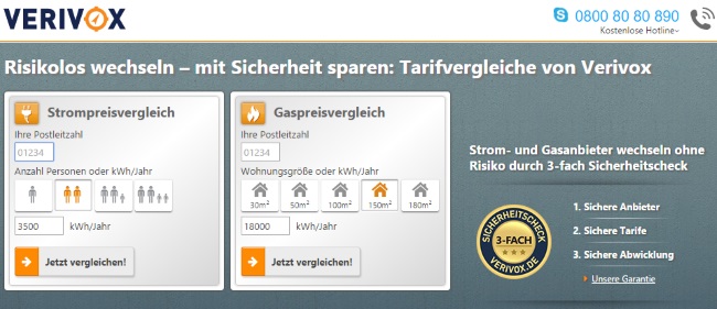 Verivox Strom- und Gaspreisvergleich
