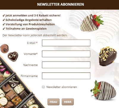 Chocolissimo Gutschein Newsletter