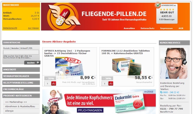 Fliegende Pillen Online-Apotheke