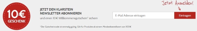Klarstein Gutschein Newsletter
