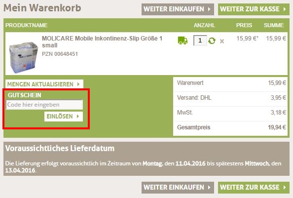Medipolis Gutschein einlösen