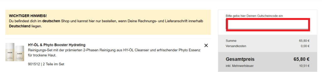 Babor Gutscheincode eingeben