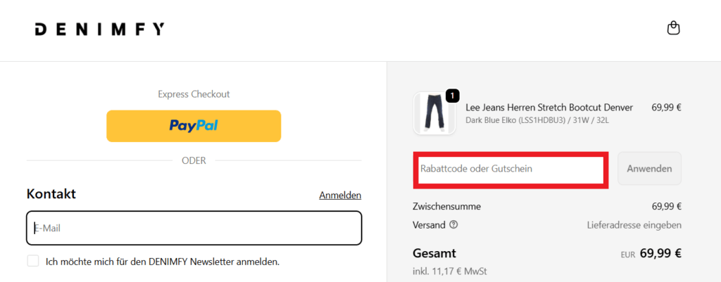 DENIMFY Rabattcode eingeben
