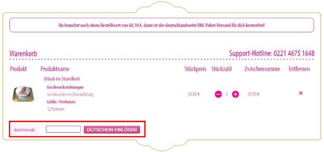 DeineTorte Gutschein einlösen