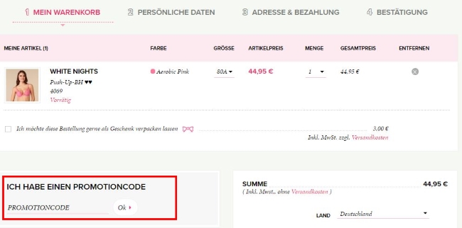 Passionata Gutschein einlösen