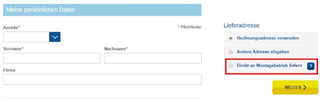 Reifenchampion Montagebetrieb wählen