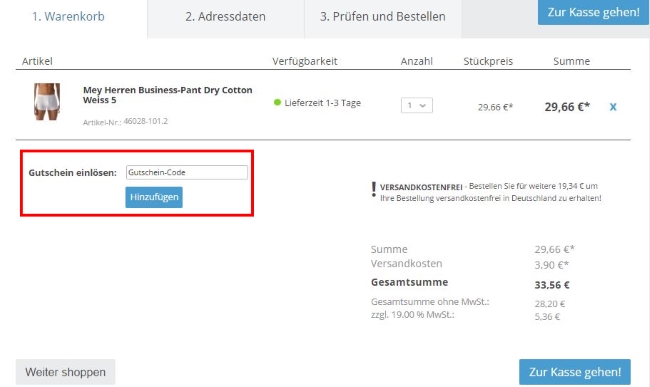 Unwago Gutschein einlösen