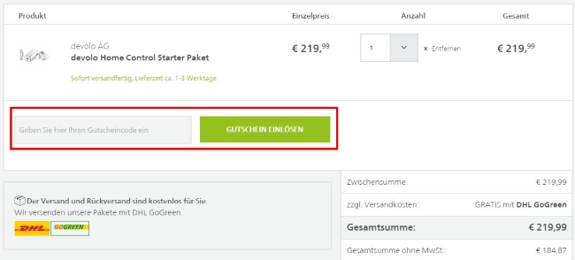 devolo Gutschein einlösen