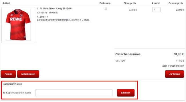 FanSport24 Gutschein einlösen