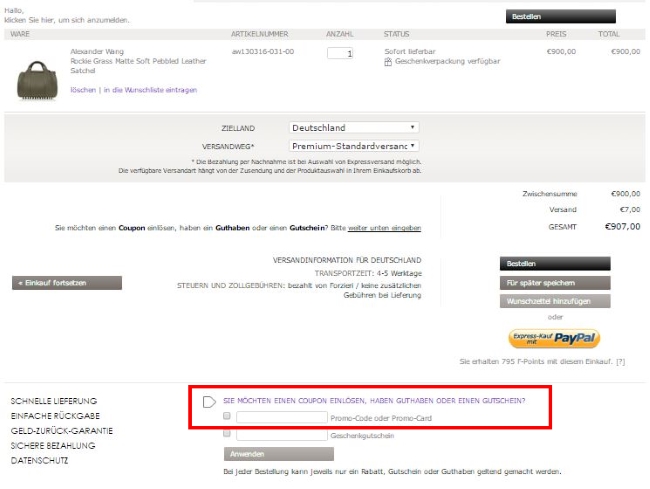Forzieri Gutschein einlösen