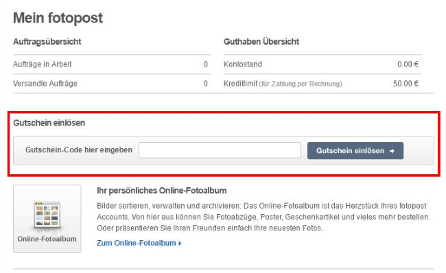 Fotopost24 Gutschein einlösen