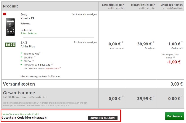 HandyAgent24 Gutschein einlösen