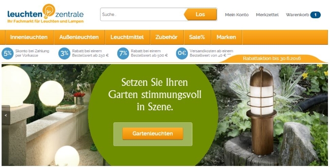 Leuchtenzentrale Onlineshop