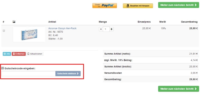 Optikplus Gutscheine einlösen