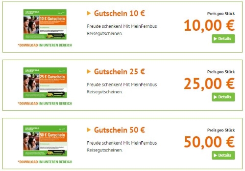 FlixBus Geschenkgutscheine