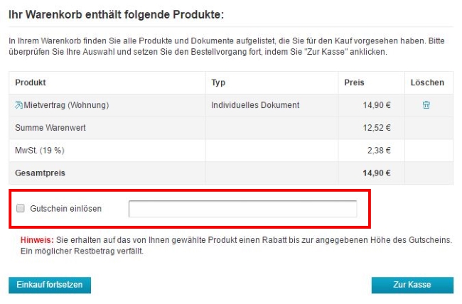 Janolaw Gutschein einlösen