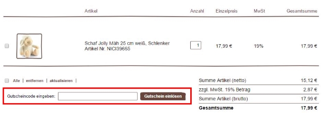 NICI Gutscheine einlösen