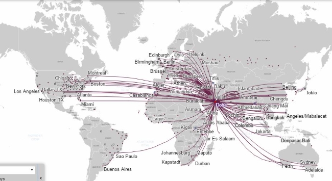Qatar Airways Streckennetz
