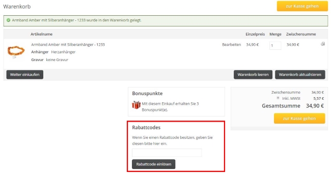 Schmuckado Gutschein einlösen