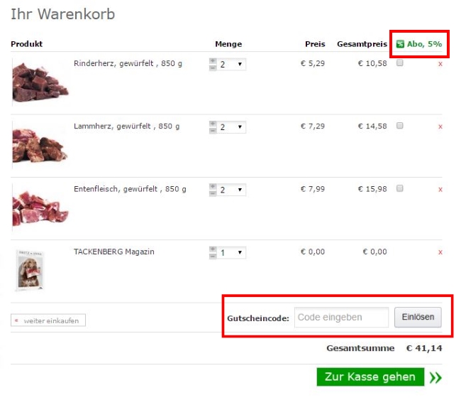 Tackenberg Gutscheine einlösen