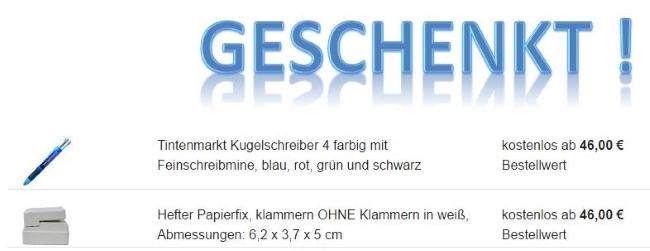 Tintenmarkt Gratisgeschenke