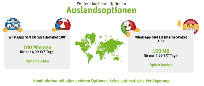 WhatsApp SIM Auslandsoptionen