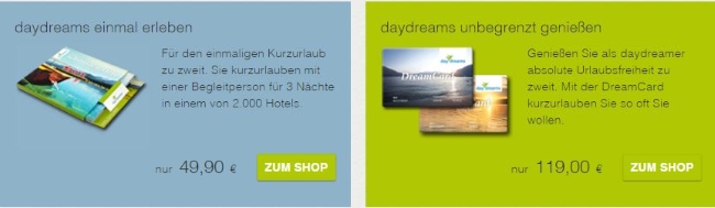 daydreams einmal erleben oder DreamCard