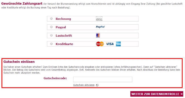 123 Blumenversand Gutscheine einlösen